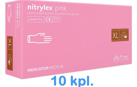 Rękawice Nitrylowe 100 sztuk / Różowe / Nitrylex Pink - 10 szt. (L 8-9) Rękawice Nitrylowe 100 sztuk / Różowe / Nitrylex Pink - 10 szt. (L 8-9)