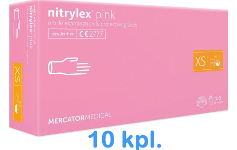 Rękawice Nitrylowe 100 sztuk / Różowe / Nitrylex Pink - 10 szt. (L 8-9) Rękawice Nitrylowe 100 sztuk / Różowe / Nitrylex Pink - 10 szt. (L 8-9)
