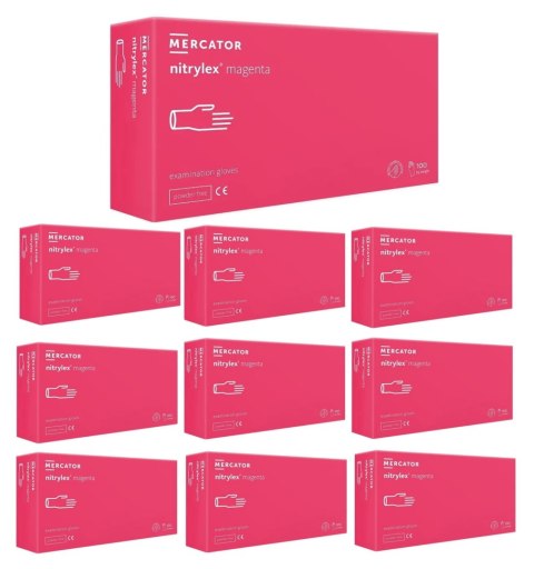 Rękawice Nitrylowe 100 szt. Nitrylex Magenta - 10 szt. (L 8-9) Rękawice Nitrylowe 100 szt. Nitrylex Magenta - 10 szt. (L 8-9)